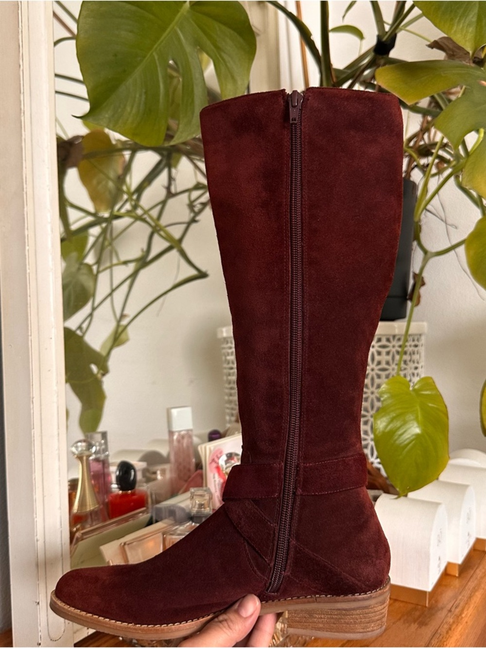 Jessica Simpson Women's Tall Suede Riding Boots in Deep Burgundy - Picture 6 of 9
